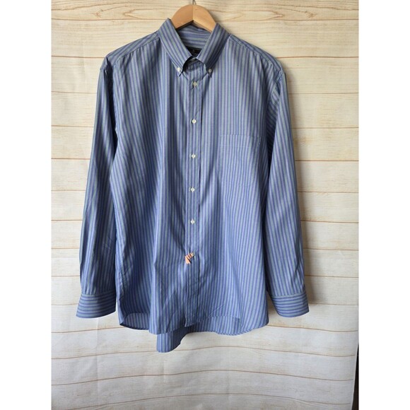 Les Copains Men 100% Cotton Striped Button Down Shirt Size 42 Made in Italy - Picture 1 of 11